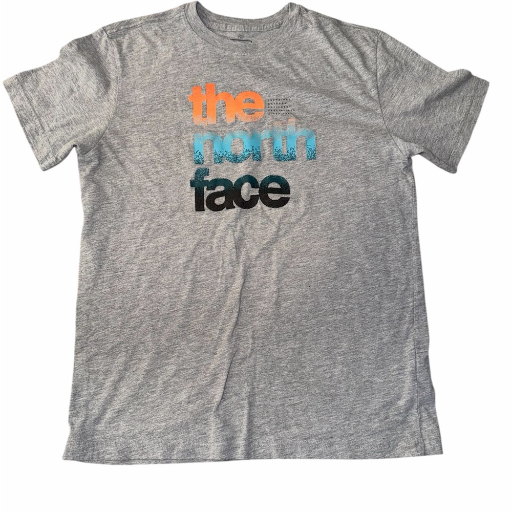 The North Face Kids T-Shirt in Gray with Orange and Blue Accents